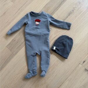 Elys & Co Baby Blue Footie with Hat Size 6M
